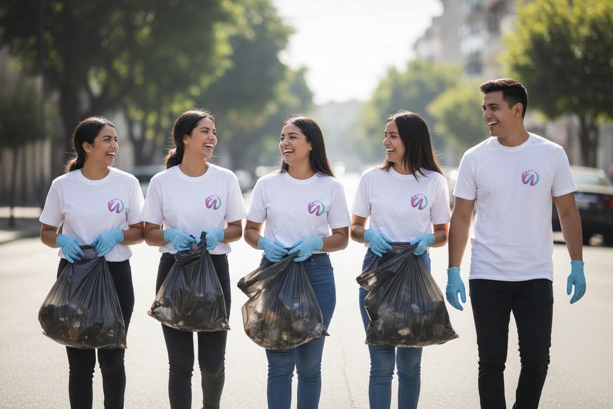 Equipo de voluntariado en una jornada comunitaria